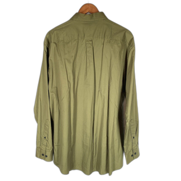 John Ashford Shirt Mens XL Olive Army Green Cotton Button Down Collar - Picture 2 of 4